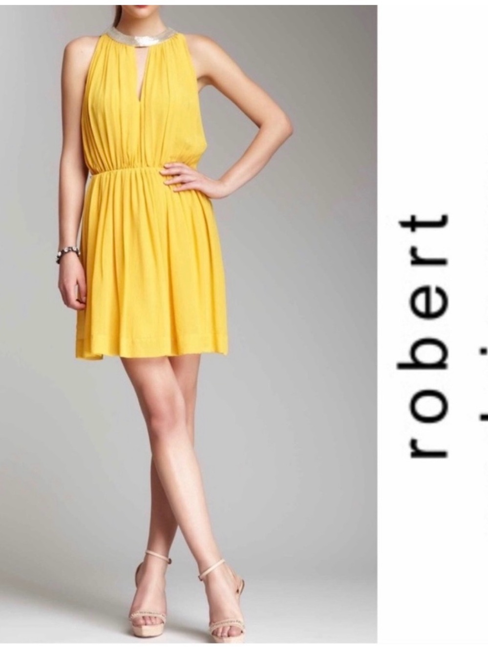 Robert Rodriguez Bright Yellow Halter Dress